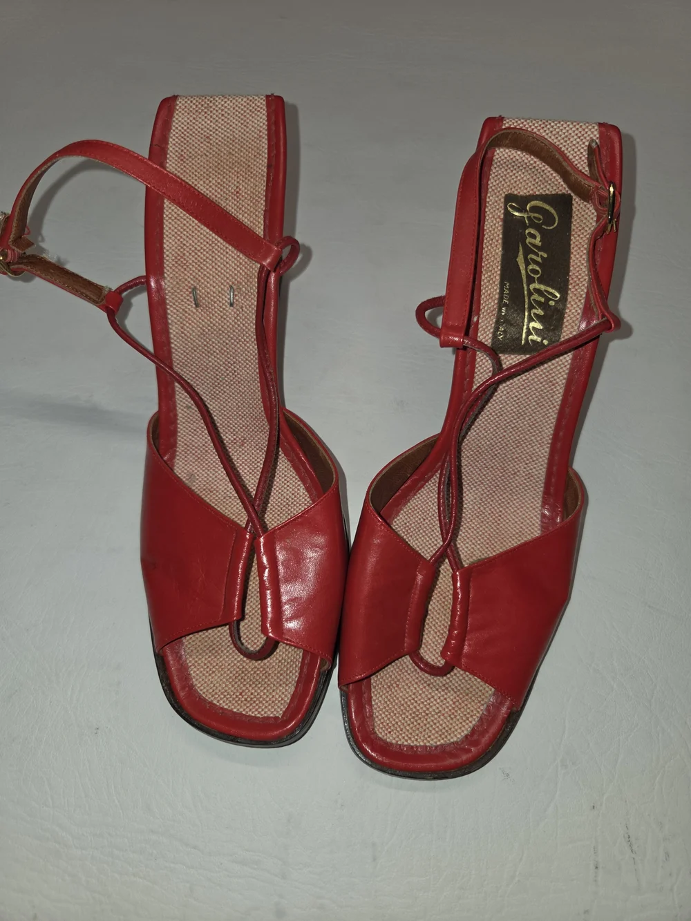 Red Women's Open-Toe Slingback Wedge Sandals Vintage 60s